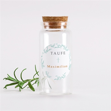 Glasfläschchen mit Korken Taufe vintage vogel - sticker