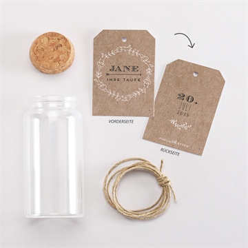 Glasfläschchen mit Korken Taufe taufe in kraftpapier - vue 3