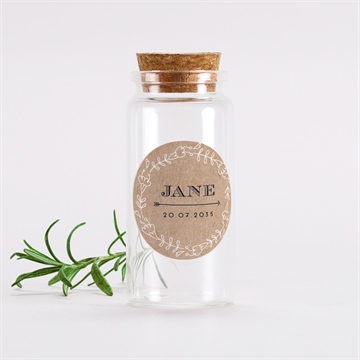 Glasfläschchen mit Korken Taufe taufe in kraftpapier - sticker