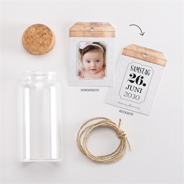 Glasfläschchen mit Korken Taufe titelstory - vue 3