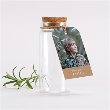 Glasfläschchen mit Korken Kommunion pflanzenillustration