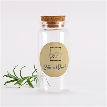 Glasfläschchen mit Korken Hochzeit hochzeitstelegramm - sticker