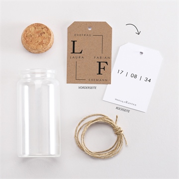 Glasfläschchen mit Korken Hochzeit verbunden - vue 3