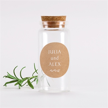 Glasfläschchen mit Korken Hochzeit boheme schick - sticker