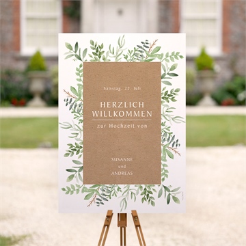 Willkommensschild Hochzeit frühlingsgrün - vue 2