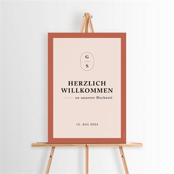Willkommensschild Hochzeit terrakotta