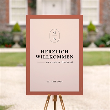 Willkommensschild Hochzeit terrakotta - vue 2