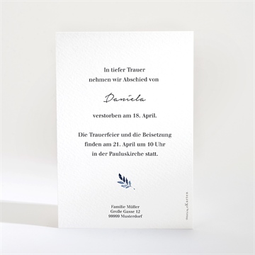 Trauerkarte vergiss mein nicht - vue 2