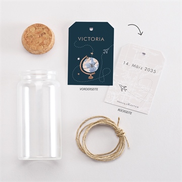Glasfläschchen mit Korken Taufe reisepass zur taufe - vue 3