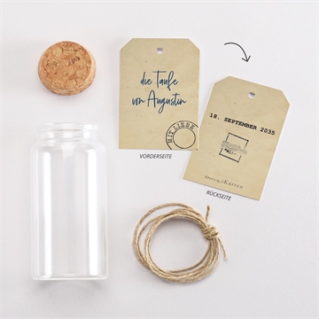 Glasfläschchen mit Korken Taufe telegramm zur taufe - vue 3