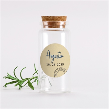 Glasfläschchen mit Korken Taufe telegramm zur taufe - sticker