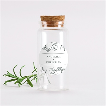 Glasfläschchen mit Korken Hochzeit du und ich - sticker