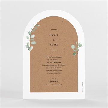 Dankeskarte Hochzeit blumenverziert - halbrund - vue 2