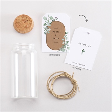 Glasfläschchen mit Korken Hochzeit blumenverziert - vue 3