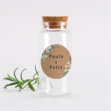 Glasfläschchen mit Korken Hochzeit blumenverziert - sticker