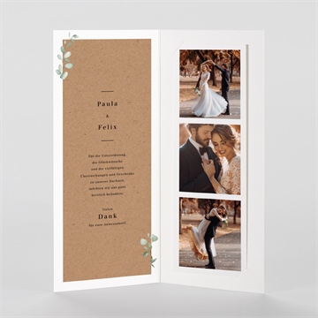 Dankeskarte Hochzeit blumenverziert - fotostreifen - vue 2