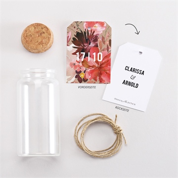 Glasfläschchen mit Korken Hochzeit floral - vue 3