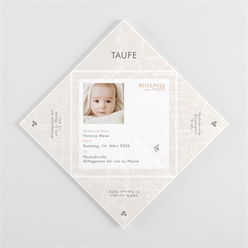 Einladung Taufe reisepass zur taufe - origami - vue 3