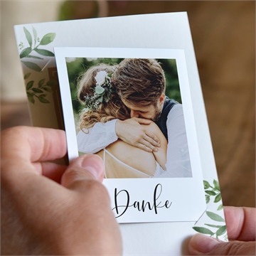 Dankeskarte Hochzeit blätterschmuck - duo - vue 2