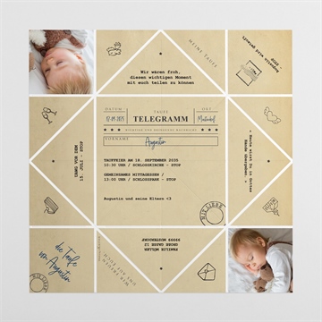 Einladung Taufe telegramm zur taufe - origami - vue 4