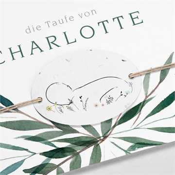 Einladung Taufe pflanzenschmuck - saatpapier - vue 2