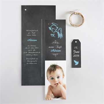 Einladung Taufe blauer engel - dreiteilig - vue 4