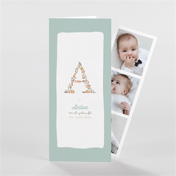 Einladung Taufe blumenalphabet junge-fotostrei