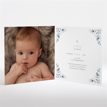 Einladung Taufe zarte blaue blumen -klappkarte - vue 2