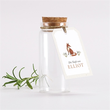 Glasfläschchen mit Korken Taufe fuchs