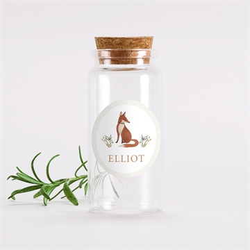 Glasfläschchen mit Korken Taufe fuchs - sticker