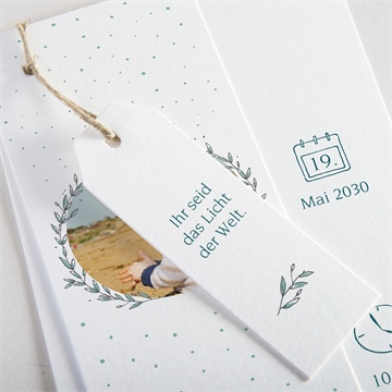 Einladung Taufe blätterranke grün - vue 2