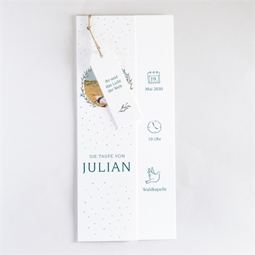 Einladung Taufe blätterranke grün - vue 3