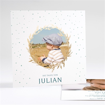 Einladung Taufe blätterranke grün - gold