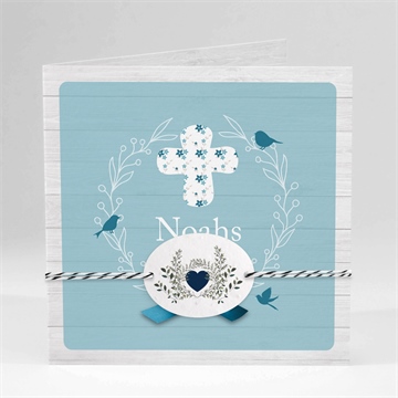 Einladung Taufe blaue schleife - saatpapier