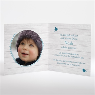 Einladung Taufe blaue schleife - saatpapier - vue 3