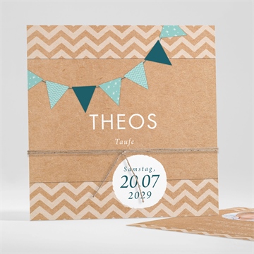 Einladung Taufe blaue girlande