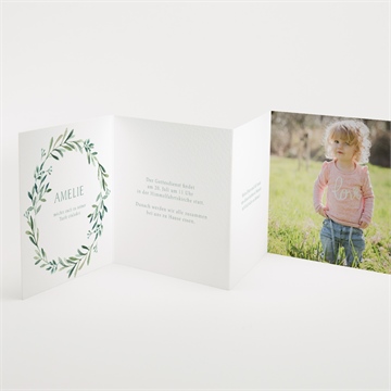 Einladung Taufe runder blumenkranz - kordel - vue 2