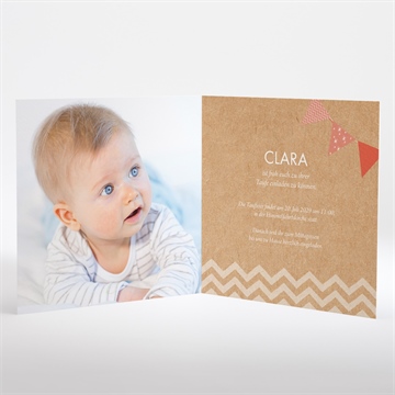 Einladung Taufe rosa girlande - klappkarte - vue 2