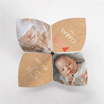 Einladung Taufe rosa girlande - origami - vue 2