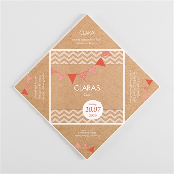 Einladung Taufe rosa girlande - origami - vue 3