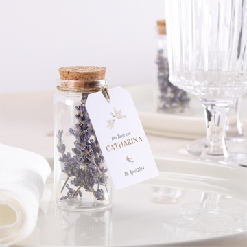 Glasfläschchen mit Korken Taufe zarte tauben - vue 2