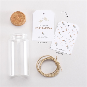 Glasfläschchen mit Korken Taufe zarte tauben - vue 3