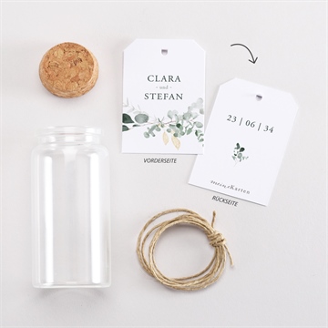 Glasfläschchen mit Korken Hochzeit eukalyptusblätter - vue 3
