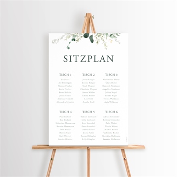 Sitzplan Hochzeit eukalyptusblätter