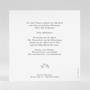 Trauerkarte moderner blätterkranz - vue 2
