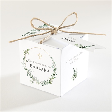 Geschenkbox Kommunion grüner kranz