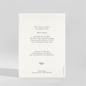 Trauerkarte elegante blätterillustration - vue 2
