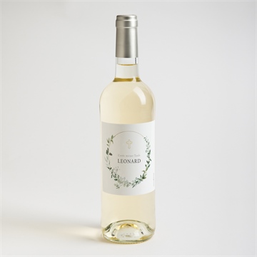 Flaschenetikett Taufe eukalyptuskranz - vue 2