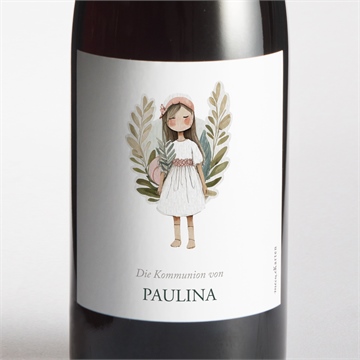 Flaschenetikett Kommunion engelchen