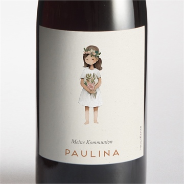 Flaschenetikett Kommunion blumenmädchen